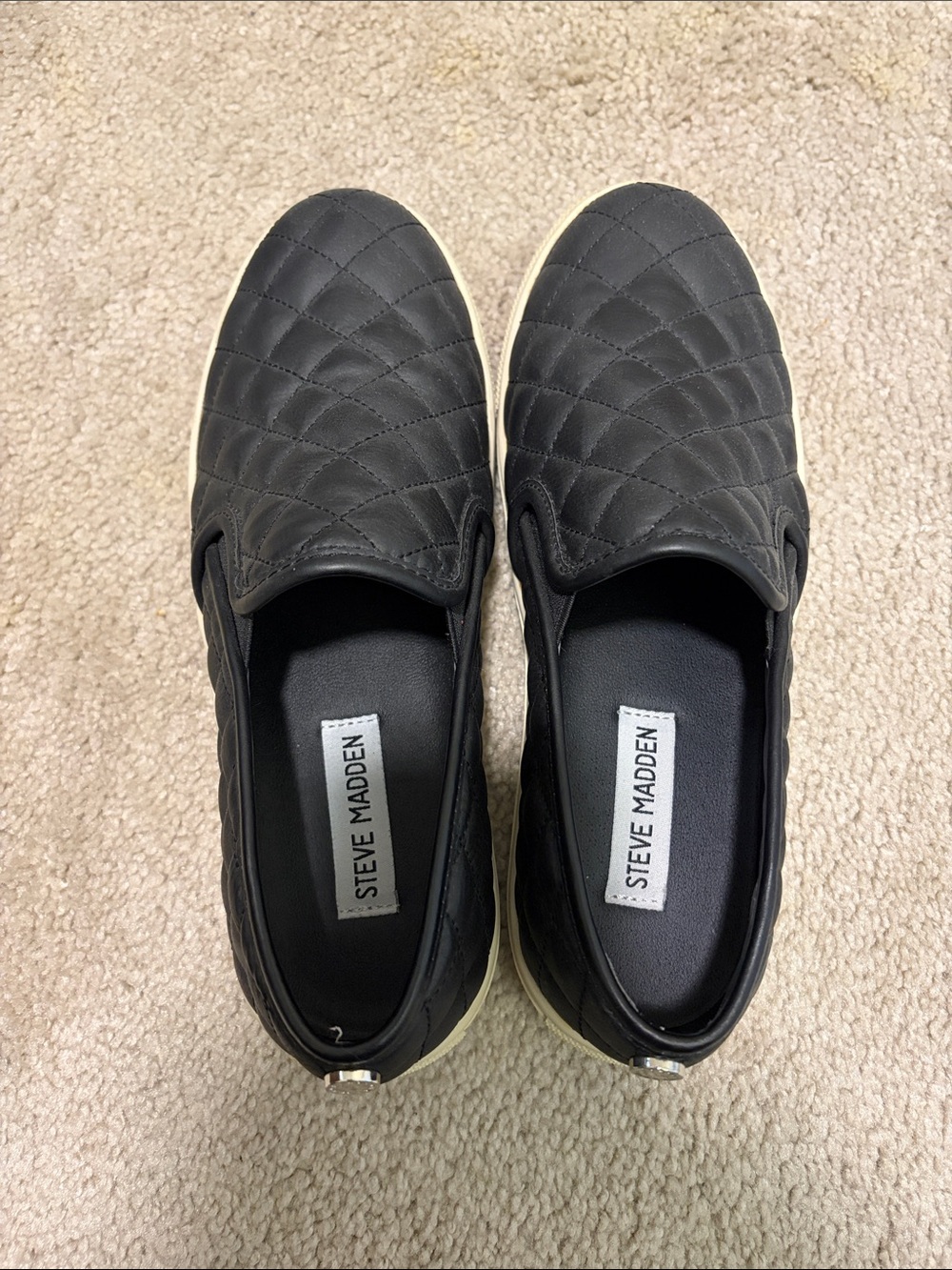 Steve Madden Black Quilted Slip-On Sneakers
